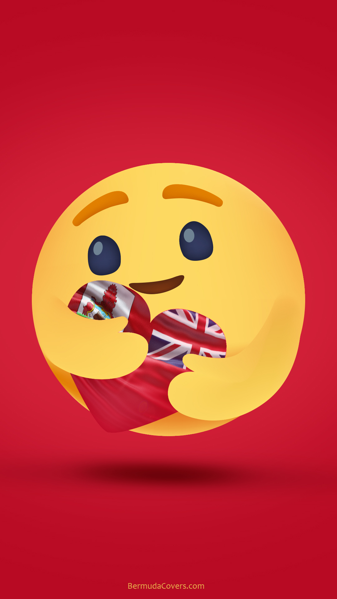 Emoji Hugging Bermuda Heart Flag Red Facebook Cover & Phone Wallpaper |  