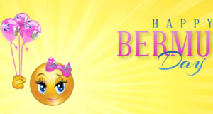 Yellow Sunburst Emoji Balloon Happy Bermuda Day Facebook Cover & Phone Wallpaper