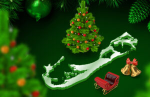 Green Bermuda Outline Shape Christmas Holiday Themed Facebook Cover & Phone Wallpaper