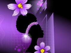 Woman’s Silhouette With Bermudiana Flower Accents Facebook, Twitter & Phone Screen #3