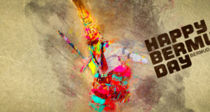 Beige Painted Look Gombey Happy Bermuda Day Facebook Cover & Phone Wallpaper