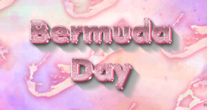 Pink Sparkle Island Outline Bermuda Day Facebook Cover & Phone Wallpaper