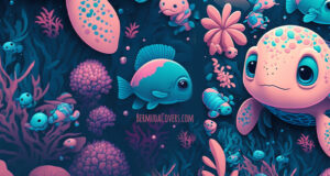 Bermuda Sea Turtle Cartoon Facebook Cover & Phone Wallpaper