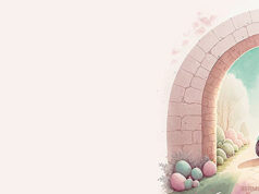 Easter Bunny Riding Through Moongate Facebook Cover & Phone Wallpaper
