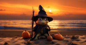 Halloween Bermuda Treefrog On Beach Facebook Cover & Phone Wallpaper