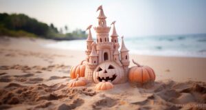Halloween Pumpkin Sandcastle Facebook Cover & Phone Wallpaper #3