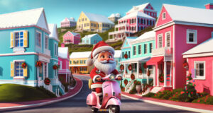 Santa Traveling Bermuda Style Facebook Cover & Phone Wallpaper