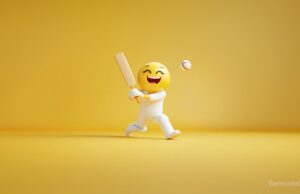 Emoji Playing Cricket Facebook Cover & Phone Wallpaper