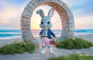 Easter Bunny Under Moongate Facebook Cover & Phone Wallpaper