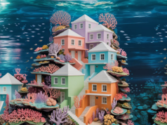 Underwater Bermuda Architecture Inspired Facebook Cover & Phone Wallpaper