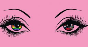 Pink Bermuda Rainbow Eyes Flag Facebook Cover & Phone Wallpaper