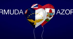 Bermuda Azores Flag Heart Balloons