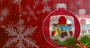 Bermuda Crest Christmas Ball Snow Facebook Cover