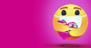 Emoji Hugging Bermuda Heart Flag Pink Facebook Cover & Phone Wallpaper