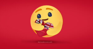 Emoji Hugging Bermuda Heart Flag Red Facebook Cover & Phone Wallpaper