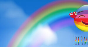 Smiley Emoji With Rainbow Accents Facebook Cover & Phone Wallpaper