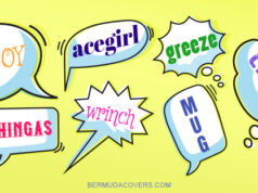 Pale Yellow Bermuda Words Speech Bubble Facebook Cover & Phone Wallpaper