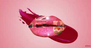 Simple Pink Lipstick Bermuda Flag Facebook Cover & Phone Wallpaper