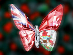 Red & Green Bermuda Flag Glass Butterfly Facebook Cover & Phone Wallpaper
