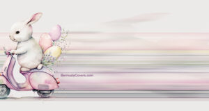 Easter Bunny On A Scooter Facebook Cover & Phone Wallpaper