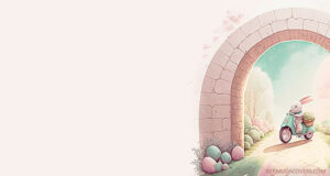 Easter Bunny Riding Through Moongate Facebook Cover & Phone Wallpaper