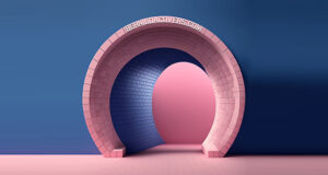Abstract Pink & Blue Moongate Facebook Cover & Phone Wallpaper
