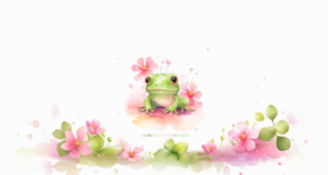 Cute Frog Watercolor Design Facebook Cover & Phone Wallpaper