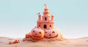 Halloween Pumpkin Sandcastle Facebook Cover & Phone Wallpaper #1