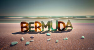 Word ‘Bermuda’ In Seaglass On A Beach Facebook Cover & Phone Wallpaper