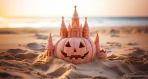 Halloween Pumpkin Sandcastle Facebook Cover & Phone Wallpaper #4