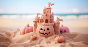 Halloween Pumpkin Sandcastle Facebook Cover & Phone Wallpaper #2