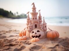 Halloween Pumpkin Sandcastle Facebook Cover & Phone Wallpaper #3