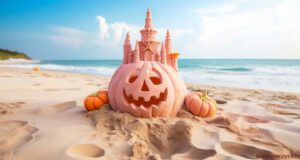 Halloween Pumpkin Sandcastle Facebook Cover & Phone Wallpaper #5