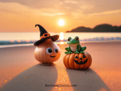 Bermuda Onion & Treefrog Celebrate Halloween On The Beach Facebook Cover & Phone Wallpaper #1