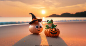 Bermuda Onion & Treefrog Celebrate Halloween On The Beach Facebook Cover & Phone Wallpaper #1