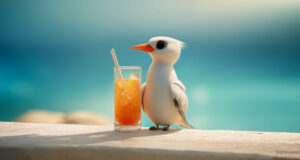 Baby Longtail Having A Swizzle Facebook Cover & Phone Wallpaper